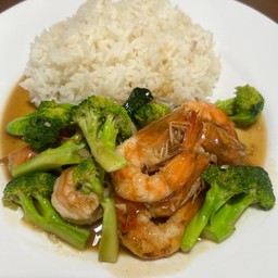 กุ้งผัดบล๊อคคลอลี่