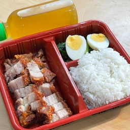 เซ็ตข้าวหมูกรอบจุใจ แถมฟรี++น้ำเก็กฮวย