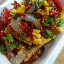 ตำข้าวโพดกุ้งสดปลา้ร้า