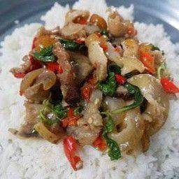 กระเพราหมูป่าราดข้าว