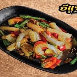 ตำไหลบัวกุ้งสดปลาร้าแซ่บ