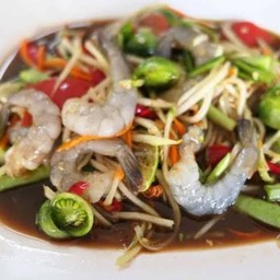 [ส้มตำเจ้เก๋ครกแตกซีฟู้ด] ตำกุ้งสด