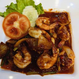 ทะเลผัดพริกเผากับข้าว