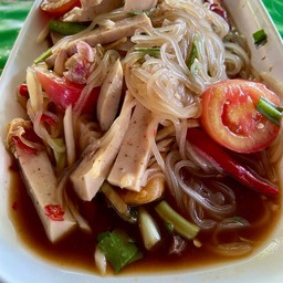 ส้มตำเส้นเล็ก-หมูยอ-ปลาร้า