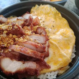 ข้าวหมูทอด+ไข่ข้น