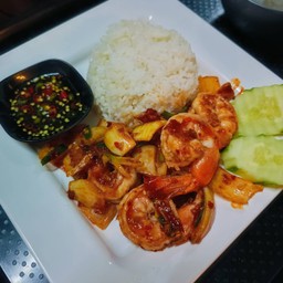 หมูผัดพริกเผาราดข้าว