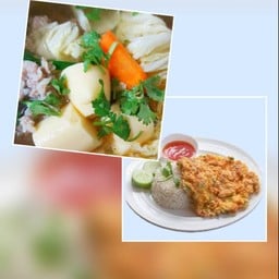 ต้มจืดเต้าหู้ผักกาดขาว+ไข่เจียวราดข้าว