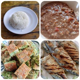 ข้าว+น้ำพริก+ไข่ทอดชะอม+ปลาทูสดทอด2ตัว