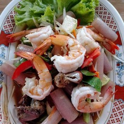 ตำสายบัว กุ้ง