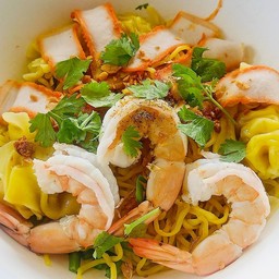 บะหมี่เกี๊ยวหมูแดง+กุ้ง