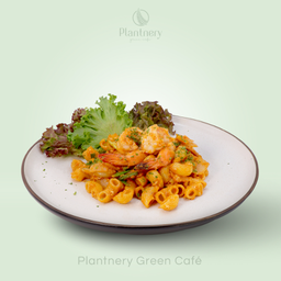 มักกะโรนีผัดกุ้งและแฮม