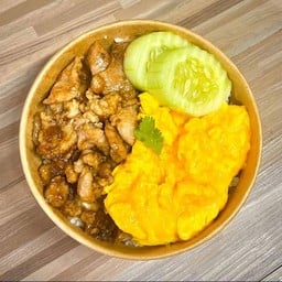 ข้าวหมูทอดกระเทียม+ไข่ข้น