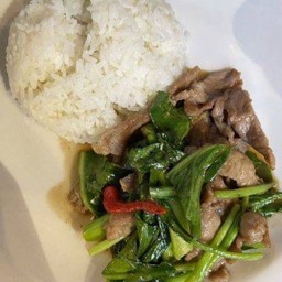 คะน้าหมูราดข้าว