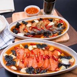 แซลม่อน+กุ้ง ดองโชยุ