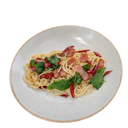 สปาเกตตี้ผัดเบคอนพริกแห้ง