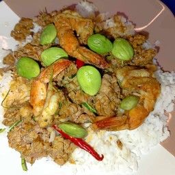 ผัดสะตอกุ้ง(ราดข้าว)
