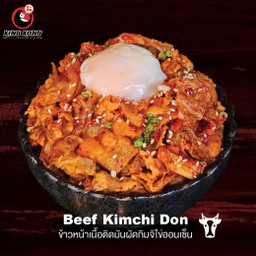 ข้าวหน้าเนื้อติดมันผัดกิมจิไข่ออนเซ็น 