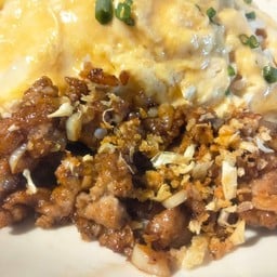 ข้าวไข่ข้น+เนื้อสับกระเทียม