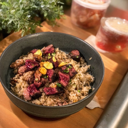 SP1 ข้าวผัดมันเนื้อ+ริบอายสเต็ก [Beef Tallow Fried Rice with Ribeye Grilled]