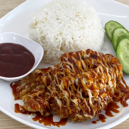 ข้าวไก่กรอบซอสเกาหลี
