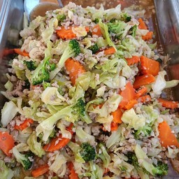 ข้าวราดผัดผักรวมหมูสับ