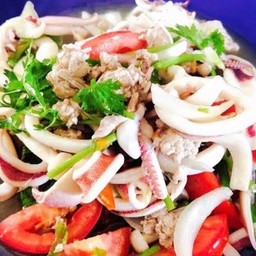 ยำวุ้นเส้นปลาหมึก+หมูสับ