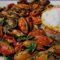 กะเพราหอยแมงภู่นิวซีแลนด์