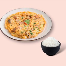 ไข่เจียวปลากระป๋อง ข้าวหอม