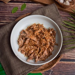 กระเทียมพริกไทยหมูชิ้น(กับข้าว)
