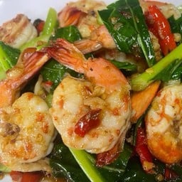 คะน้ากุ้งเป็นกับ