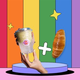 Matcha latte coconut + shiopan(ขนมปังเกลือ)