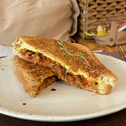 Grilled Cheese Sandwich with minced pork tomato sauce