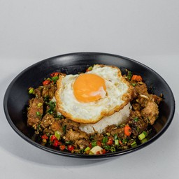 Crispy Pork With Chili And Salt On Rice