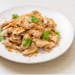 ไก่กระเทียม กับข้าว