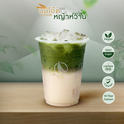 มัทฉะโอ๊ตมิลค์เย็นหญ้าหวาน