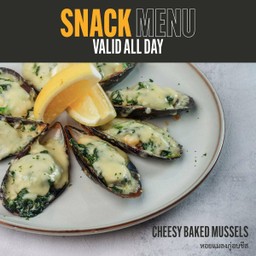 Cheesy baked mussels