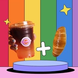 Americano peach + shiopan(ขนมปังเกลือ)