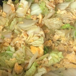 ผักกาดขาวผัดไข่+ข้าว