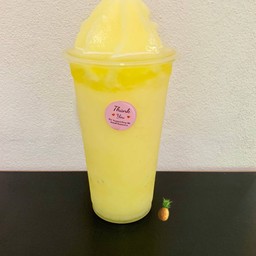 น้ำสับปะรด  ( ปั่น ) ไซรัปล้วน ไม่ใส่นม