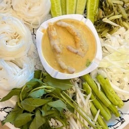 ชุดชนมจีนผักสดน้ำยากะทิขาไก่ล้วน