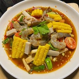 ตำเหลา ปลาร้า หมูยอ กุ้งสด หมึก