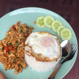 ผัดกะเพราหมูสับ  ราดข้าว