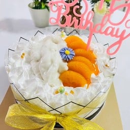 เค้กนมสด 2 รส (มะพร้าวน้ำหอม+ส้ม,เนื้อส้ม)1 ปอนด์ (แถมฟรีป้ายHBDอันใหญ่)