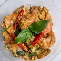 ข้าวไข่ข้นห่อหมกกุ้ง(ไข่ข้นผสมอยู่ในห่อหมก)