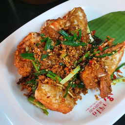 กุ้งทอดกระเทียมเผ็ด