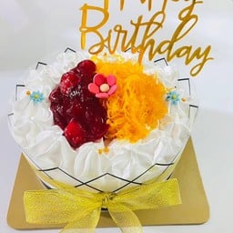 เค้กนมสด 2 รส (สตอเบอรี่+ฝอยทอง) 2 ปอนด์(แถมฟรีป้ายHBDใหญ่)