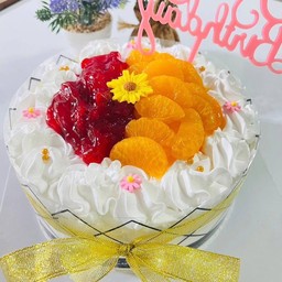 เค้กนมสด 2 รส (สตอเบอรี่+ส้ม,เนื้อส้ม) 2 ปอนด์(แถมฟรีป้ายHBDใหญ่)