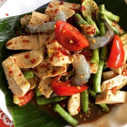 ตำเหลาหมูยอ+กุ้งสด
