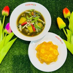 ข้าวไข่เจียว+แกงเห็ด