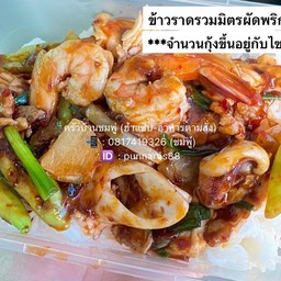 รวมมิตรผัดพริกเผา (หมู ไก่ กุ้ง หมึก)